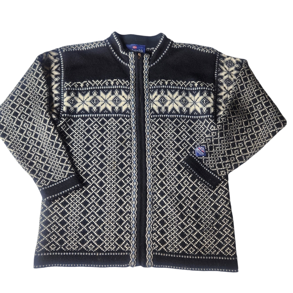 Womens Nordstrikk Norway Wool Zip Up Sweater Nordic Knitted Cardigan Size M